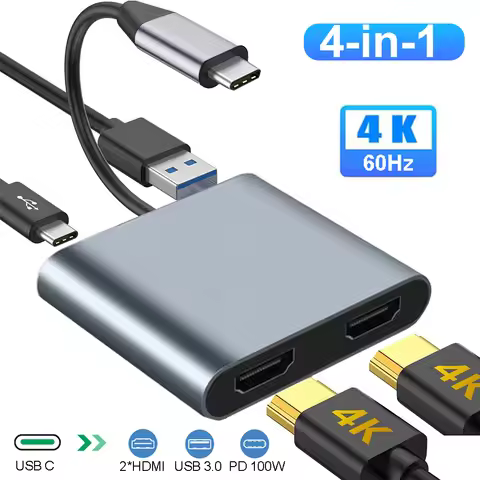 4 IN 1 USB C HUB Docking Station 4K@60Hz HDMI-compatible Adapter Type C to HDMI PD100W USB 3.0 HUB U