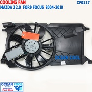 พัดลม มาสด้า3 2004 - 2010 เครื่อง 2.0 ฟอร์ด โฟกัส 2005 - 2011 CF0117 Coolling Fan For mazda3 2.0 Ford Focus พัดลมพร้อมโครง ครบชุด วอลโว่ Volvo C30 S40 V50