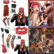 sweetyvi12 Halloween 80s 90s Disco Rock Heavy Metal Costume Punk Gothic Rocker Costume Set