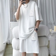 9I0K Fat Bear t-Shirt Men's Summer Street Wear Loose Short-Sleeved Shorts Basketball Uniform One Set