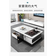 [FREE SHIPPING]Oudi Home Lifting Kung Fu Tea Table Simple Modern Living Room Multi-Function with Induction Cooker Tea Making Integrated Coffee Table TV Cabinet Combination Set