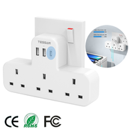 TESSAN Surge Protector Singapore USB Adapter Plug Multi Plug Extension Wall Socket USB C Charger Adapter with 3 USB and 3 AC Outlets 2 Way Plug Adapter Multi Sockets Wall Charger USB Adapter 13A 3 Pin UK Power Socket for Home office Kitchen Travel3250W