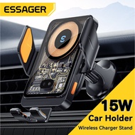 Essager 15W ที่ติดที่ชาร์จในรถไร้สายที่วางโทรศัพท์ชาร์จเร็วที่ยึดโทรศัพท์ในรถที่ชาร์จแบบไร้สาย