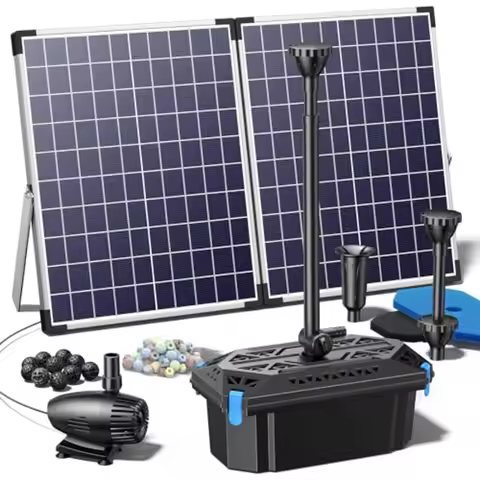 Outdoor Solar Pond Filter Fountain with 50W Solar Panel 580 GPH Water Pump 10 FT Extension Cord Sola