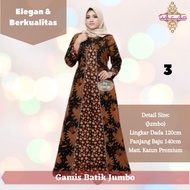 gamis wanita jumbo batik katun kombinasi terbaru modern kekinian - #3