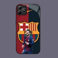 HK-58 Football star Messi Glass KACA Casing for OPPO Realme Narzo 50A A3i C53 6 C35 A3X N53 GT A40 C