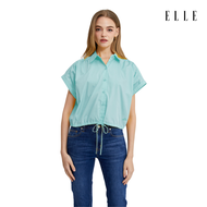 ELLE เสื้อเชิ๊ตผ้า COTTON แขนเกย ทรงCROP รุ่น W3B273