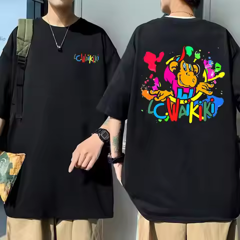 Lc Waikiki Monkey Graphic Print T-shirt Summer Funny Men Women's Cartoon Monkeys Short Sleeve T Shir