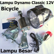 Lampu Basikal Antik Besar Dynamo 12v Barang Retro Dinamo Lighting Bicycle Tua 28 26 Lights Headlight Rear Bike Cycling