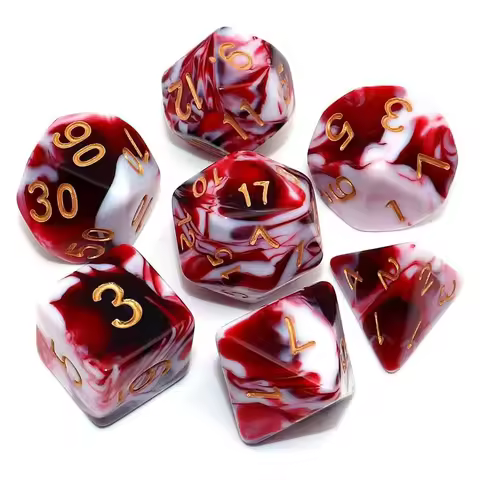 7pcs Polyhedral Dice Set Double-Colors Red White Digital Dice D4 D6 D8 D10 D% D12 D20 Family Party G