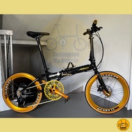 Fnhon Blast 22” • 9 Gear Shimano • Litepro Aero Wheelset Schwalbe One • Folding Foldable Foldie Fold Bicycle Bike • 451 tyres • 20” inches Golden Black • Crius Velocity Master Gust Tornado Dahon Tern Bifold • Customise My Bicycle •