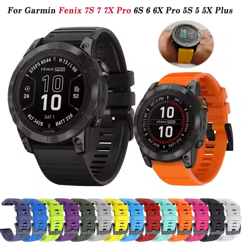 20 22 26mm Silicone Watchband Strap For Garmin Fenix 7X 7 7S Pro 5 5X 5S Plus 6X 6 6S Epix Smartwatc