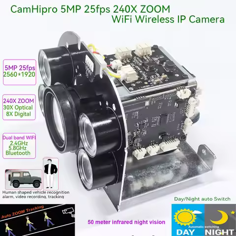 50M IR CamHipro 240X ZOOM Wireless wifi Humanoid IMX 335 IP Camera DV Recorder Support SD MIC Speake