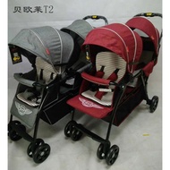 （Ready stock）Baby's Only ORGANICT2Twin Baby Stroller Front and Rear Sitting Stroller Lightweight Folding DoubleBBCart Can Lie Flat