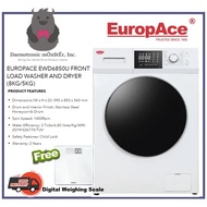 EuropAce EWD 6850U (8/5kg) Front Load Washer / Dryer - 5 Years Motor Warranty | Free Weighing Scale