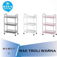 Bedroom Kitchen Trolley Shelf Bathroom Removable Storage Rack-Wheel Trolley Rack 3-tier-HONAVAN