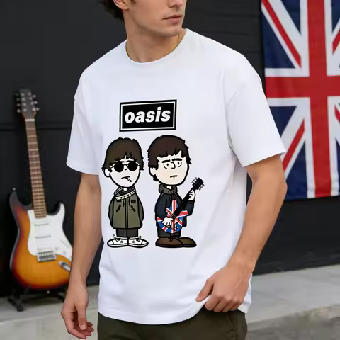 Oasis Live 25 Tour T-Shirt Man's Women Summer Tide Oversized Casual ONeck Short Sleeve Shirts Pure C