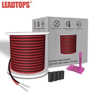 LEADTOPS 2 Pin LED Copper Wire 22AWG DIY Electric Cable 22 Gauge LED Wire Strip Lights - Red Black(1