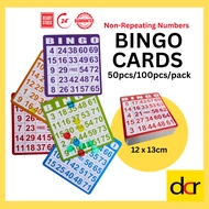 Bingo Cards (5 Colours) Non-Repeating Numbers Size: 12x13cm, Bingo accessories