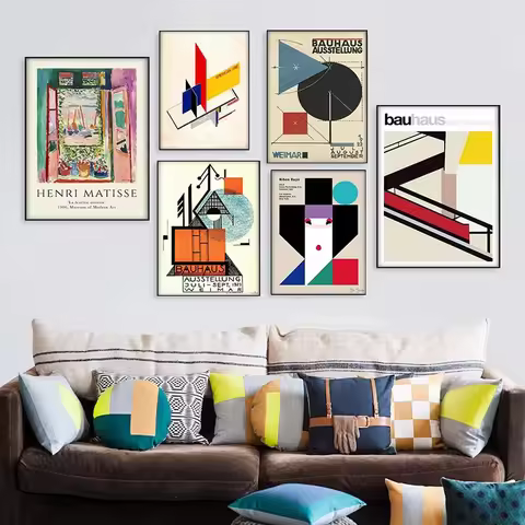 Bauhaus Staircase Canvas Paintings Weimar 1923 Bauhaus Posters and Herbert Bayer Prints Wall Art Pic