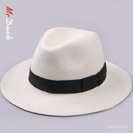 White Sun Hat for Women, Sun Protection Straw Panama Hat for Men, Summer Hat for Men, Wide Brim Gent