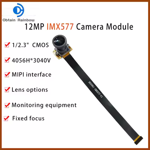 12MP 4056x3040 CMOS IMX577 Sensor FPC MiPi Camera Module With M12 No Distortion Lens