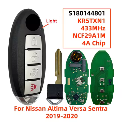 S180144801 KR5TXN1 285E3-6CA1A 4 Buttons Keyless Smart Key Fob 433MHz 4A NCF29A1M Chip For Nissan Al