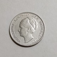 C2549荷蘭1929年威廉明娜女王1盾1G銀幣