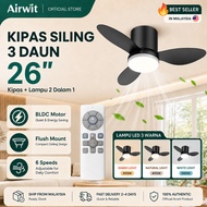 Airwit 26 Inch 3 Blade Ceiling Fan With Light BLDC Motor Silent Remote Control Kitchen Ceiling Fan K