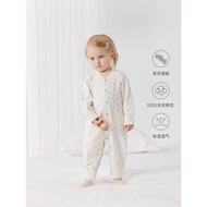 [Huhu Cotton] Male Female Baby Long-Sleeved Jumpsuit Spring Autumn Home Pajamas Infant Pure Cotton R