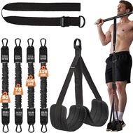 Pull Up Assistance Bands 50-350lbs Heavy Duty Pull Up Workout Band with Feet Rest Resistance Band fo
