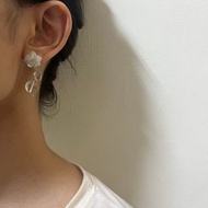 天然白水晶 耳環透透小花 耳環 亮片水晶耳環