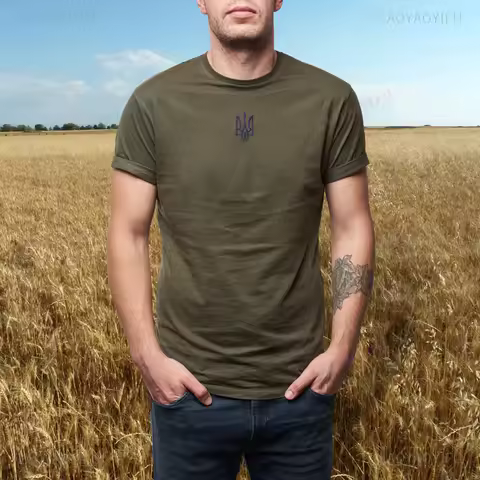 Ukraine Man Printed T-shirt Woman High Quality Cotton T-shirts Ukraine Coat of Arms Shirt Peace-lovi