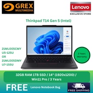 21ML005DMY U7-155U OR 21ML005CMY U5-125U Lenovo ThinkPad T14 Gen 5 Laptop (32GB / 1TB / 14" / 3 Year