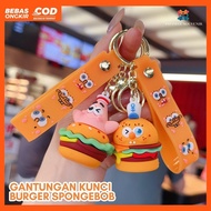 GANTUNGAN 61. Spongebob Burger Keychain Cute Yellow Character Keychain Bag Keychain/ Decorative/