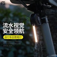 咣雙山地公路流星後尾燈自行車夜騎警示充電裝備單車騎行領航動態