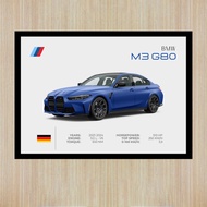 BMW M3 G80 Poster Canvas Print Car Poster Supercar Poster BMW Poster Car Home Decor Poster