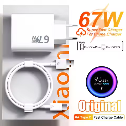 Original 67W Charger Fast Charging EU US Adapter USB Type C Cable For Xiaomi Redmi POCO ONEPLUS OPPO