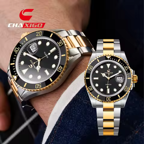 CHAXIGO Men's Green Phantom Style Classic Fashion Business Stainless Steel Watch with Luminous Finis