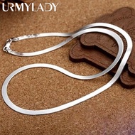 925 Sterling Silver 4mm Chain Necklace For Women Luxury Couple Fine Jewelry Blade Chain Necklace