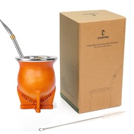 ArgentinaYerba Mate Tea Gourd and straw Leather Ceramic liner YERBA MATE GOURD