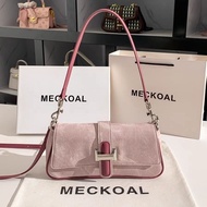 MECKOAL กระเป๋าสะพายไหล่ดีไซน์ดั้งเดิมกระเป๋าทรงเหลี่ยมสีม่วงของผู้หญิงกระเป๋าสะพายข้างรักแร้อินเทรน