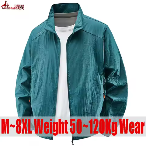 Plus Size 7XL 8XL Summer Quick Dry Sun-Protective Jacket Men Hiking Fishing Cycling Jackets Gym Spor