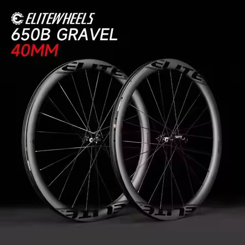 ELITEWHEELS 650B Gravel Wheelset Road Disc Carbon Wheels Tubeless Ready Ceramic Bearing 40x32mm / Ra