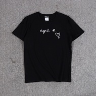 New agnes b short-sleeved t-shirt men and women round neck casual top couple wear