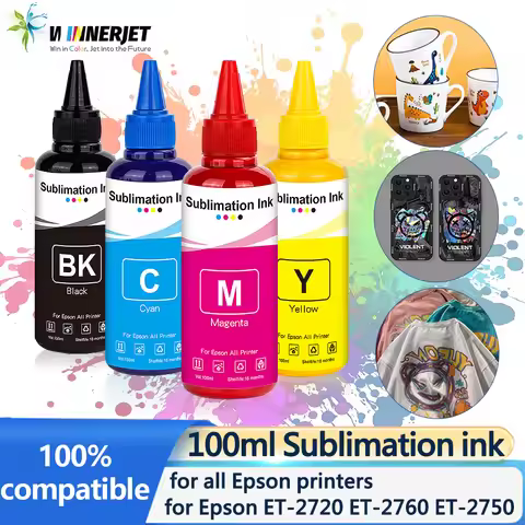 100ml Sublimation Ink 4Colors/Set For Epson All Printer ET-3700 ET-3800 ET-3850 ET-4800 ET-4810 ET-4