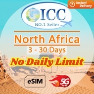 ICC eSIM - North Africa (Algeria, Egypt*, Morocco, Tunisia) 3-30 Days Data | No Daily Limit| Can use