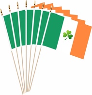 20 Pack Ireland Irish ShamrockStick Flags Saint Patricks Day Clover Small Miniature Handheld Flag De