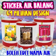 STICKER AIR BALANG SAIZ A4⭐MURAH⭐BOLEH EDIT INFO, AIR JUS BUAH BAZAR RAMADHAN