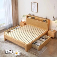 【SG Sellers】Storage Bed Frame with Storage Drawers Solid Wood with Drawe Queen King Bed  Double Master Bedroom Bed   Single Wooden Bed